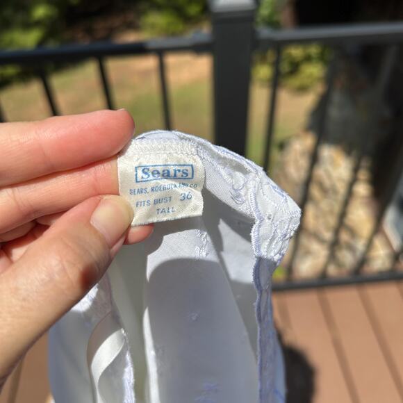 Vintage 50s/60s Sears Eyelet Sweetheart Coquette Mini Slip Dress S M - Picture 5 of 5